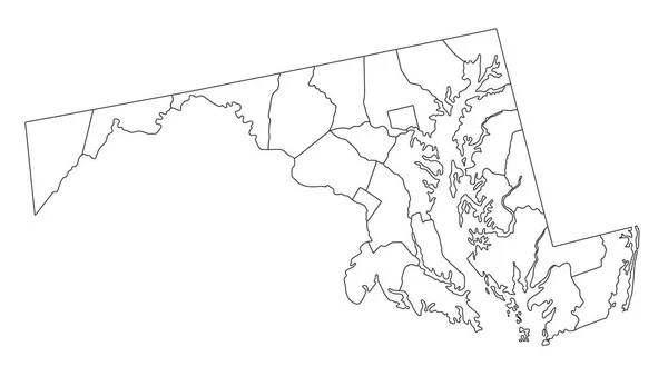 Carte Aveugle Maryland Très Détaillée — Image vectorielle