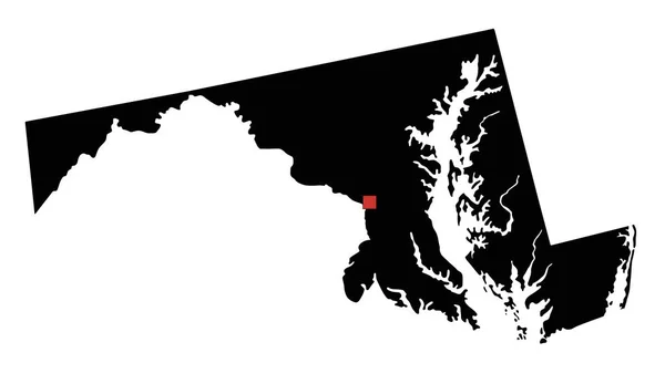非常に詳細なメリーランド州シルエット地図 — ストックベクタ