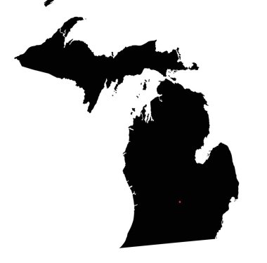 Çok Ayrıntılı Michigan Silüet Haritası.