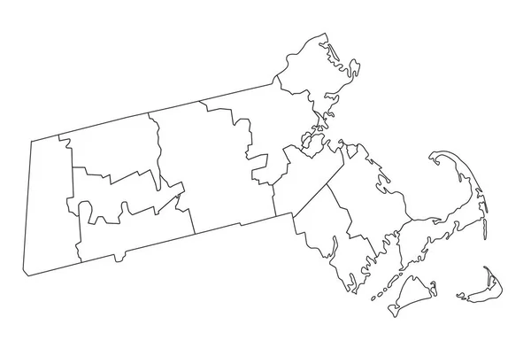 Mycket Detaljerad Massachusetts Blind Karta — Stock vektor