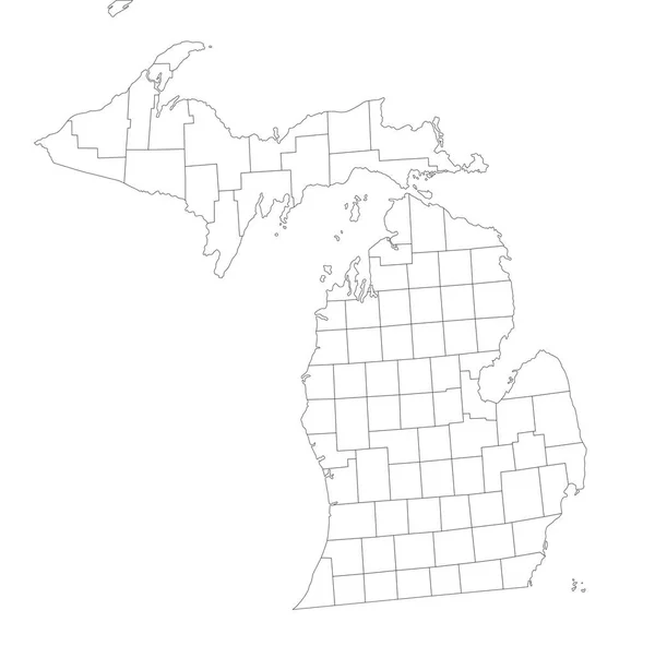Highly Detailed Michigan Blind Map — Stock Vector