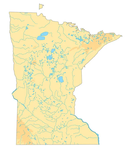 Mapa Físico Minnesota Detalhado Alto —  Vetores de Stock