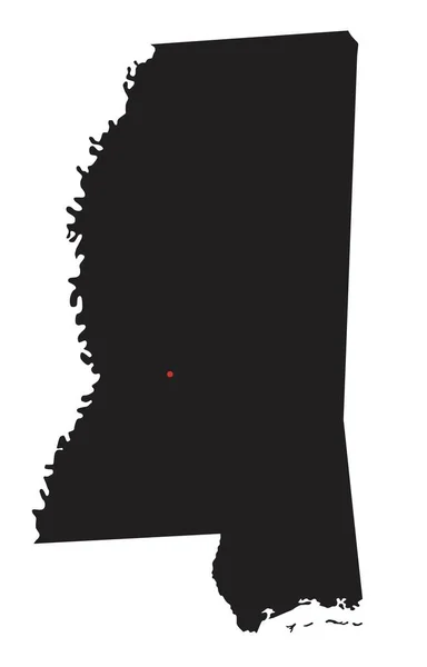 Mapa Silueta Mississippi Altamente Detallado — Vector de stock