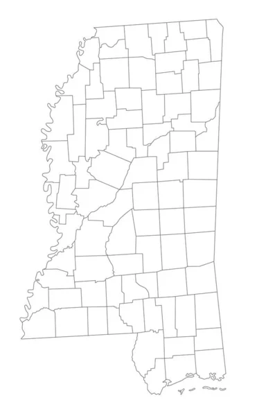 Mapa Cego Altamente Detalhado Mississippi — Vetor de Stock