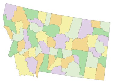 Montana - Son derece detaylı düzenlenebilir siyasi harita.