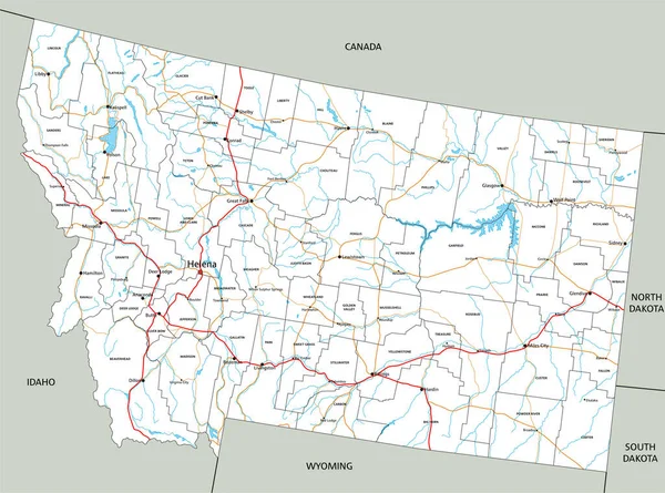 Alta Hoja Ruta Detallada Montana Con Etiquetado — Vector de stock