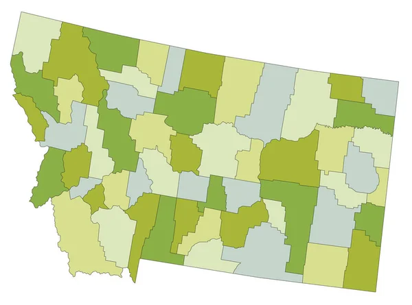 Mappa Politica Altamente Dettagliata Modificabile Con Livelli Separati Montana — Vettoriale Stock