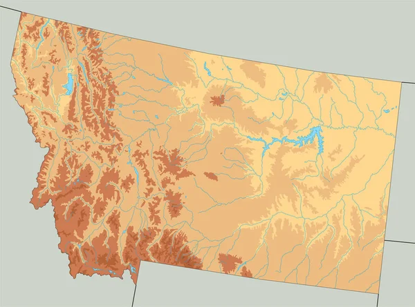 Carte Physique Montana Très Détaillée — Image vectorielle