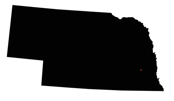 Mapa Nebraska Silhouette Altamente Detallado — Archivo Imágenes Vectoriales
