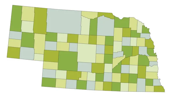 Ayrık Katmanlı Son Derece Detaylı Politik Harita Nebraska — Stok Vektör