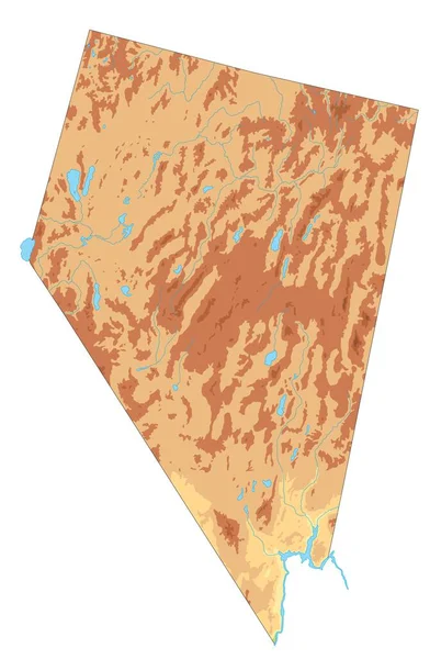 Carte Physique Détaillée Nevada — Image vectorielle