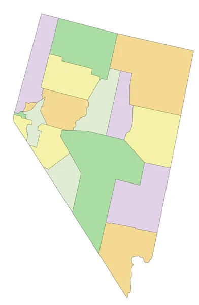 Nevada Carte Politique Éditable Très Détaillée — Image vectorielle