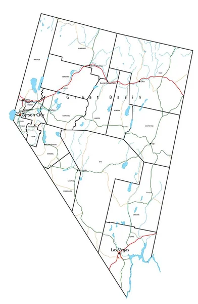 Nevada Road Highway Map Ilustración Vectorial — Vector de stock