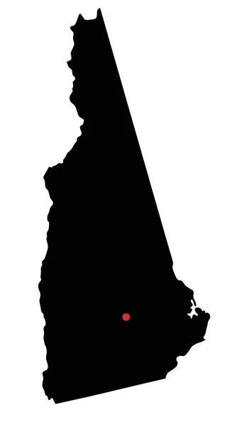 Mappa Dettagliata New Hampshire Silhouette — Vettoriale Stock