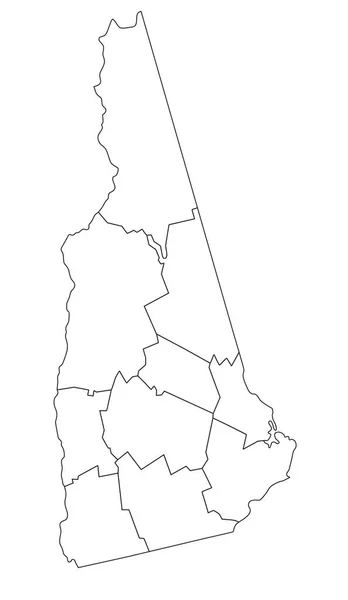 Vysoce Podrobná Mapa New Hampshire Blind — Stockový vektor