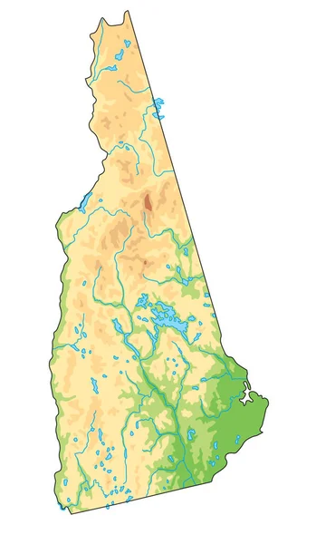 Hoch Detaillierte Physische Karte Von New Hampshire — Stockvektor
