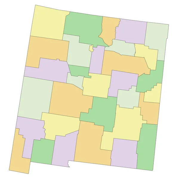 Nuovo Messico Mappa Politica Modificabile Altamente Dettagliata — Vettoriale Stock