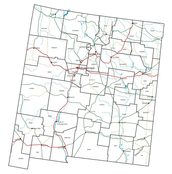 Mappa Stradale Autostradale Del Nuovo Messico Illustrazione Vettoriale — Vettoriale Stock