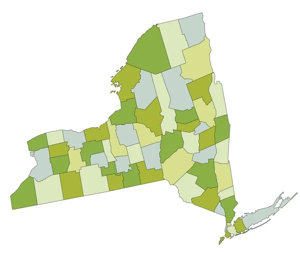Mycket Detaljerad Redigerbar Politisk Karta Med Separerade Lager New York — Stock vektor