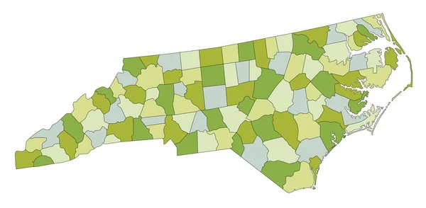 高度详细的可编辑政治地图与分离层 北卡罗莱纳州 — 图库矢量图片