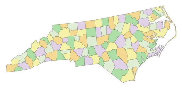 Carolina Norte Mapa Político Editável Altamente Detalhado — Vetor de Stock