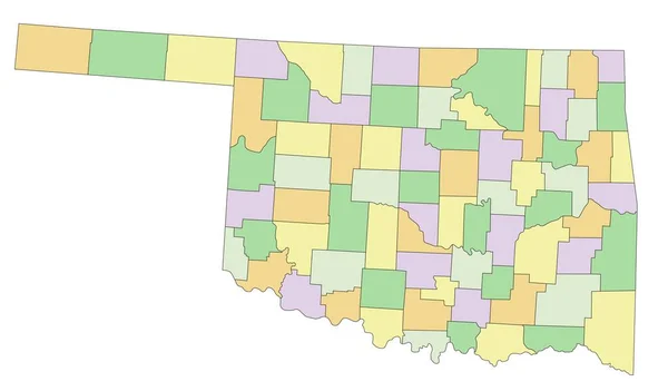Oklahoma Bardzo Szczegółowa Edytowalna Mapa Polityczna — Wektor stockowy