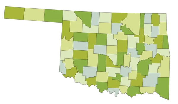 Ayrık Katmanlı Son Derece Detaylı Politik Harita Oklahoma — Stok Vektör
