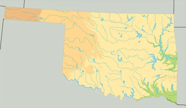 Фізична Карта Оклахоми — стоковий вектор