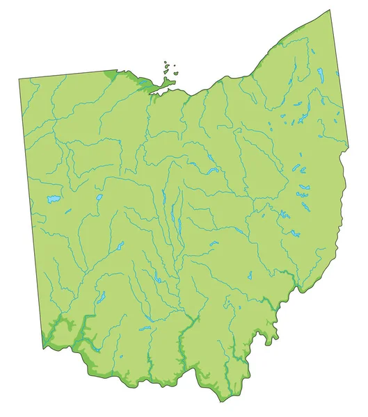 Yüksek Detaylı Ohio Fiziksel Haritası Telifsiz Stok Vektörler