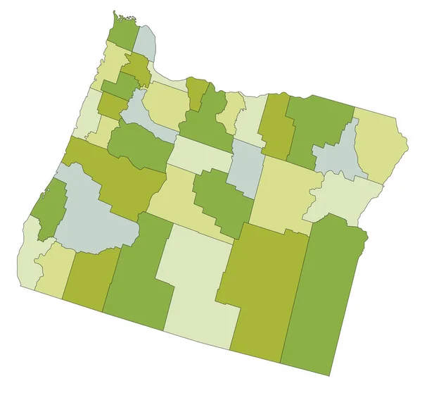 Bardzo Szczegółowa Edytowalna Mapa Polityczna Oddzielnymi Warstwami Oregon — Wektor stockowy