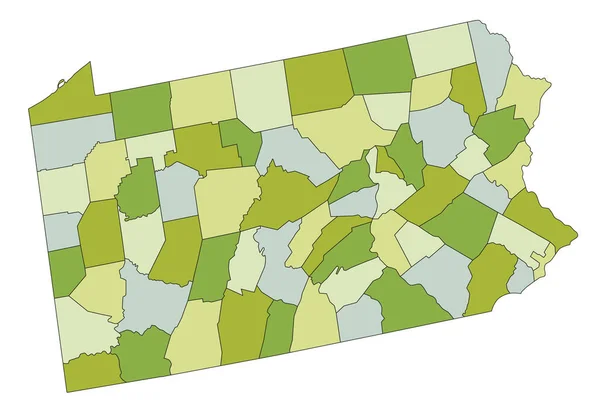 Hoch Detaillierte Editierbare Politische Landkarte Mit Getrennten Ebenen Pennsylvania — Stockvektor