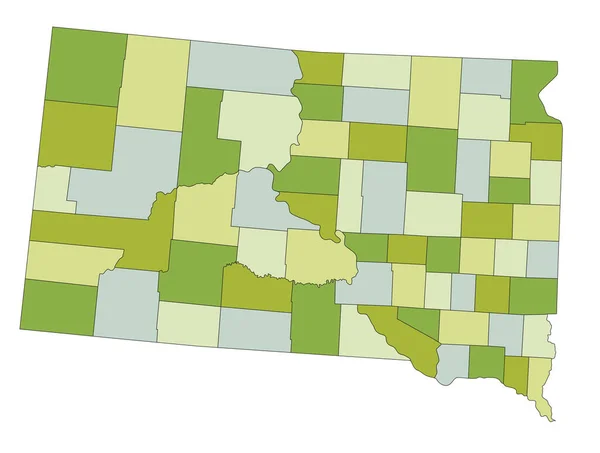 Ayrık Katmanlı Son Derece Detaylı Politik Harita Güney Dakota — Stok Vektör