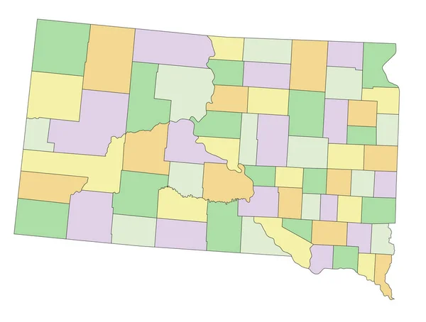 Jižní Dakota Vysoce Podrobná Upravitelná Politická Mapa — Stockový vektor