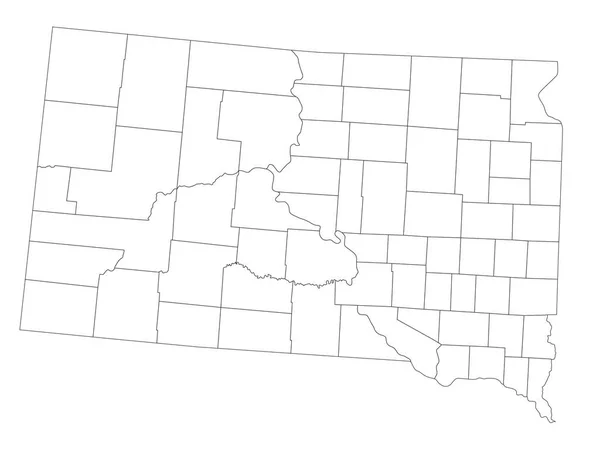 Mappa Cieca Del Dakota Del Sud Altamente Dettagliata — Vettoriale Stock