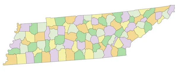 Tennessee Mappa Politica Altamente Dettagliata Modificabile — Vettoriale Stock