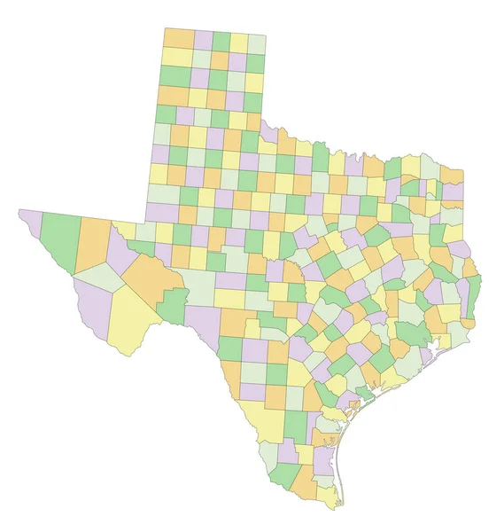 Texas Εξαιρετικά Λεπτομερής Επεξεργάσιμος Πολιτικός Χάρτης — Διανυσματικό Αρχείο