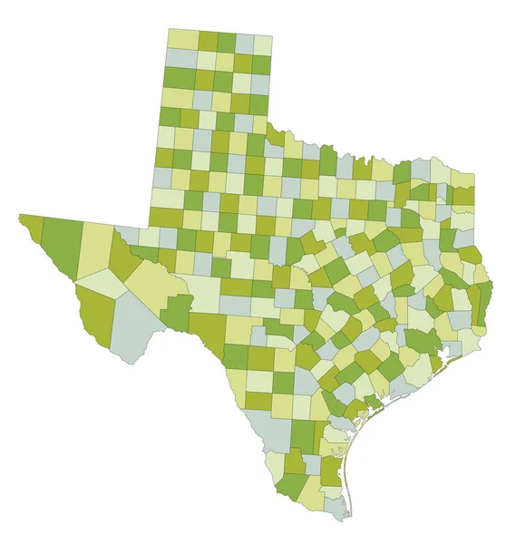 Nagyon Részletes Szerkeszthető Politikai Térkép Különálló Rétegekkel Texasban — Stock Vector