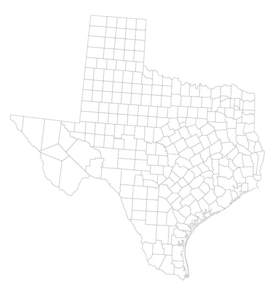 Zeer Gedetailleerde Texas Blind Map — Stockvector