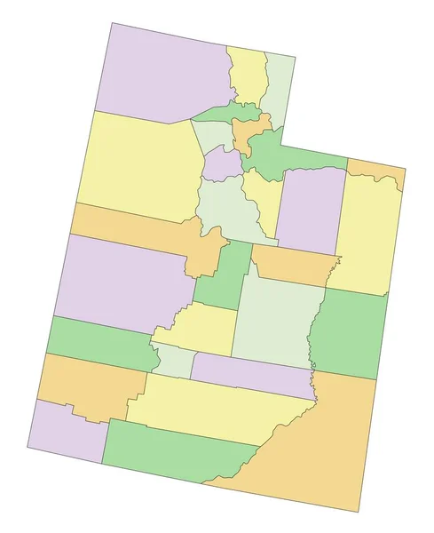 犹他州 高度详细的可编辑政治地图 — 图库矢量图片