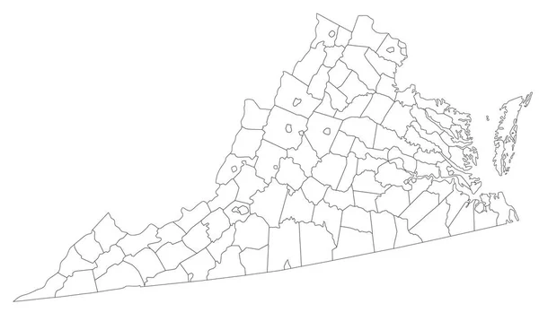 Peta Virginia Blind Yang Sangat Rinci - Stok Vektor