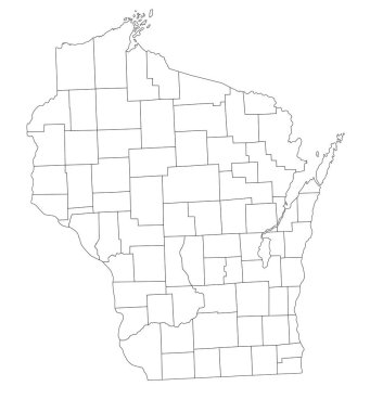 Highly Detailed Wisconsin Blind Map. clipart