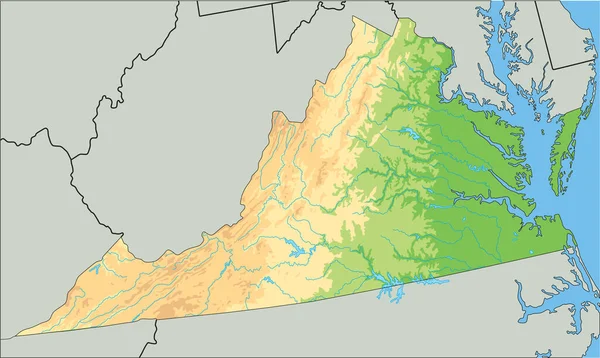 バージニア州の詳細な地図 — ストックベクタ