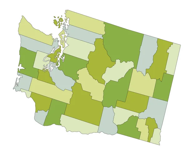 Mapa Político Editável Altamente Detalhado Com Camadas Separadas Washington — Vetor de Stock