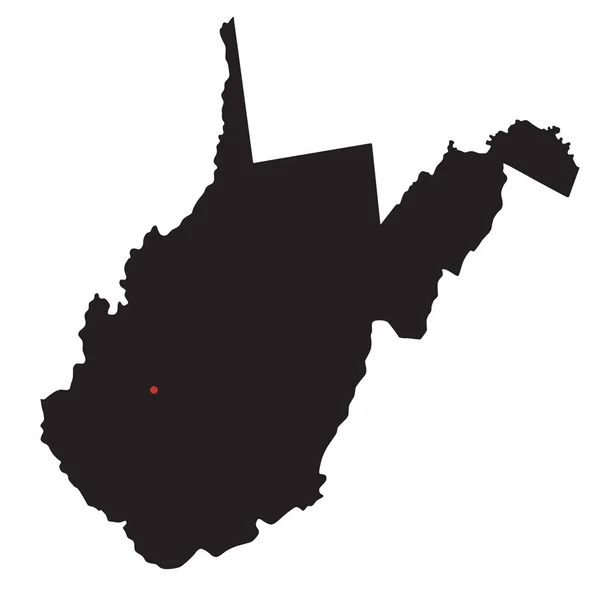 Εξαιρετικά Λεπτομερής Χάρτης West Virginia Silhouette — Διανυσματικό Αρχείο