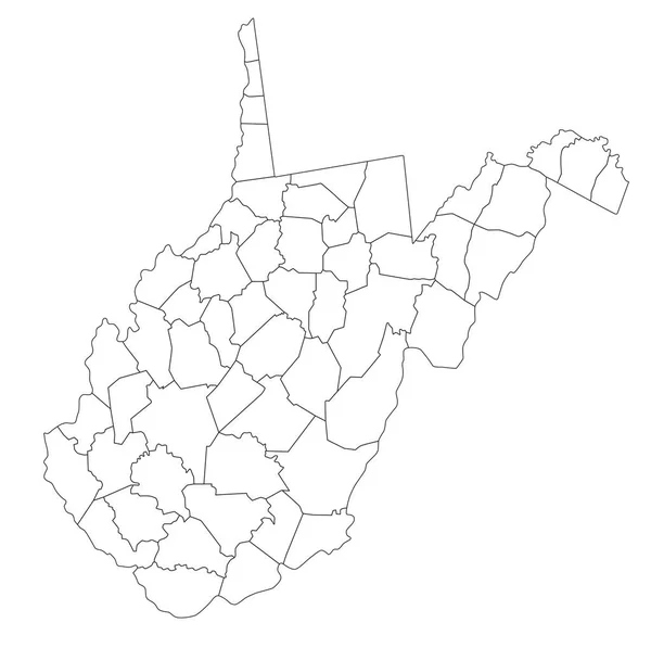 Mappa Cieca Della Virginia Occidentale Altamente Dettagliata — Vettoriale Stock