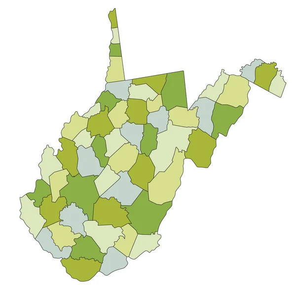 Hoch Detaillierte Editierbare Politische Landkarte Mit Getrennten Ebenen West Virginia — Stockvektor