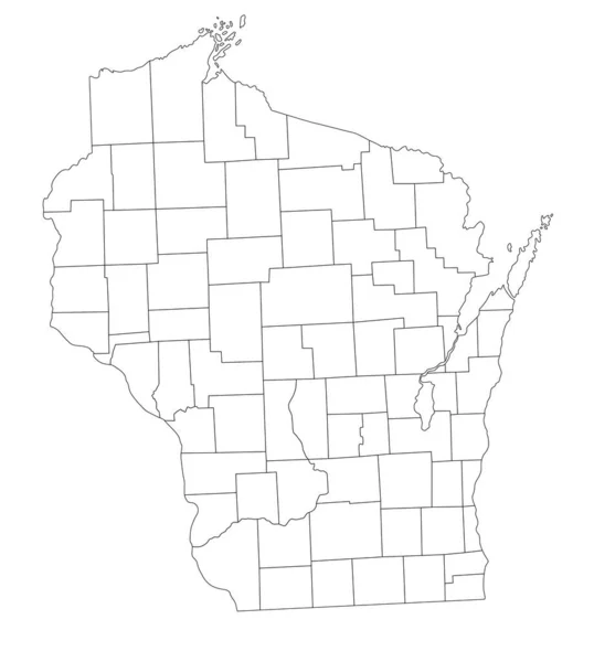 Vysoce Podrobná Wisconsinská Slepá Mapa — Stockový vektor
