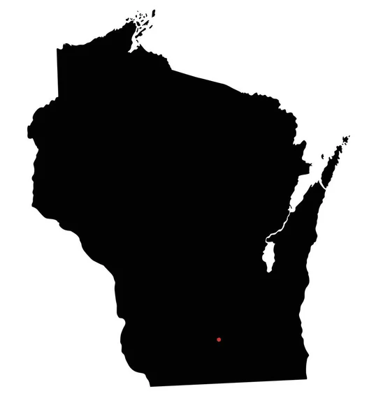 Mappa Wisconsin Silhouette Altamente Dettagliata — Vettoriale Stock