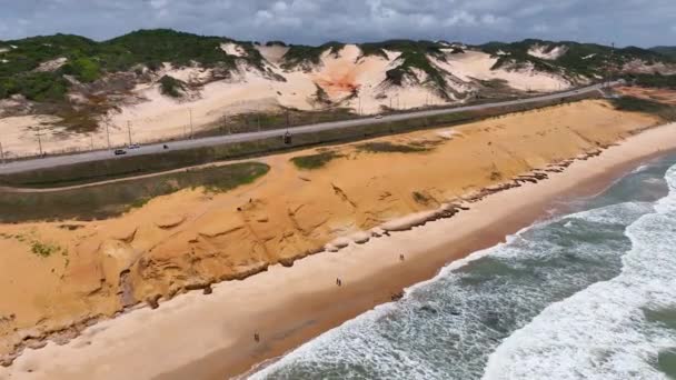 Estrada Costeira Natal Rio Grande Norte Brasil Paisagem Deserto Perto — Vídeo de Stock