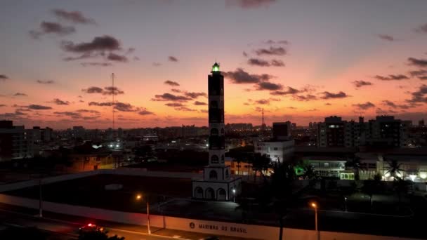 Sunset Aracaju Sergipe Aracaju Brazil Aerial Sunset Landscape Atalaia Lighthouse — Stock Video